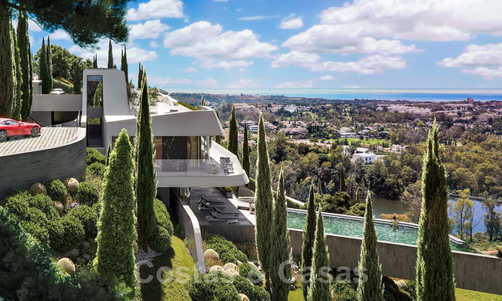 Spectacular designed newly built villa for sale with panoramic views of the golf, lake, mountains and the sea, in a gated golf resort in Benahavis - Marbella 36636